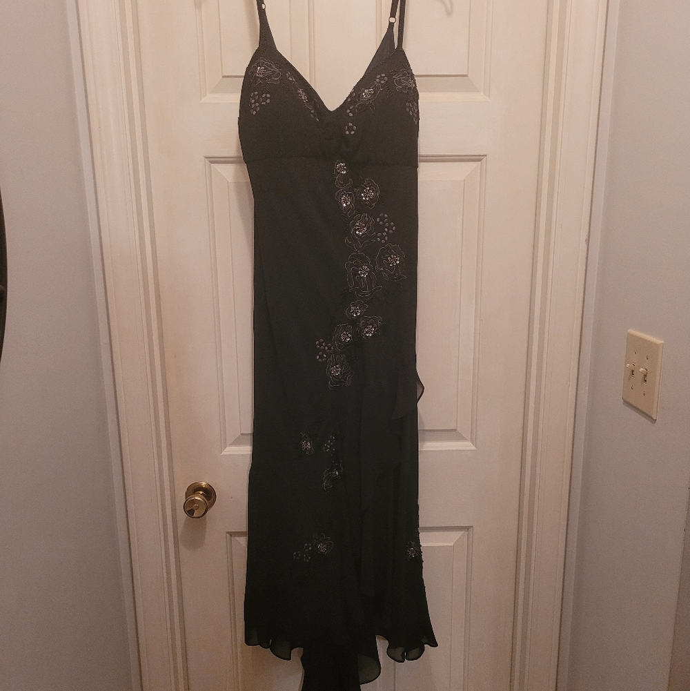 Elegant Black Floral Lined Dress